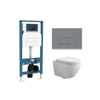 QeramiQ Dely Swirl Compact Toiletset - inbouwreservoir QeramiQ flush - 25mm zitting - kunststof bedieningsplaat licht grijs - rechthoekige knoppen - mat wit SW1590819