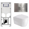 Duravit Me by starck Toiletset - inbouwreservoir met UP320 spoelmachine - softclose zitting - metaal RVS bedieningsplaat - ronde knoppen - metaal RVS SW1574310