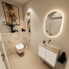 MONDIAZ TURE-DLUX Meuble de toilettes 60 cm Talc. EDEN vasque Frappe position milieu. Sans trou de robinet. SW1102587