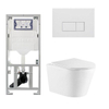 QeramiQ Dely Pack WC - 36.3x51.7cm - à fond creux - sans bride - réservoir WC attenant Geberit UP320 - abattant WC à fermeture douce - plan de couverture blanc mat - boutons rectangulaires - blanc brillant SW1102475