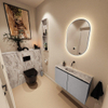 MONDIAZ TURE-DLUX Meuble toilette - 80cm - Plata - EDEN - vasque Glace - position centrale - sans trou de robinet SW1103418