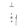 Hotbath Cobber IBS20 Ensemble de douche pluie encastré - bras de plafond 15 cm - douche de tête ronde 30 cm - douchette à main stick - nickel brossé SW440410