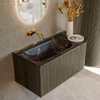 Mondiaz KURVE-DLUX Ensemble de meuble de salle de bains - 95x46x40cm - 1 tiroir - 1 porte - vasque solid surface - gauche - sans trou de robinet - Shadow SW1414637