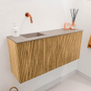 Mondiaz JOYA-DLUX 90cm toiletmeubel - kleur Oak - Wastafel FAYE positie Links Zonder kraangat kleur Saba. SW1424182