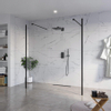 Fortifura Galeria Vrijstaande Inloopdouche - 180x200cm - helder - antikalk - 8mm veiligheidsglas - 2 zijwanden - 40cm - wandsteunen en hoekprofielen - mat zwart SW993096