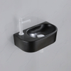 QeramiQ Fuente Fonteinset - 40x21.5x12cm - links - glad - halfrond - 1 kraangat - keramiek - fonteinkraan wit mat - afvoerplug - verlaagd sifon - zwart mat SW1232804