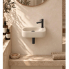 QeramiQ Fuente pack lave-mains – demi-rond – 40 x 21,5 x 12 cm – céramique beige – perçage à droite – robinet noir mat SW1232798