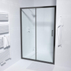 Saniclass ID06 Quick fit Porte de douche coulissante 100x190cm verre de sécurité 6mm anticalcaire avec profilé noir mat SW491643