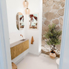 Mondiaz JOYA-DLUX 101.6cm toiletmeubel - ronding links kleur Oak - Wastafel FAYE positie Rechts Zonder kraangat kleur Saba. SW1424213
