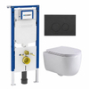 QeramiQ Dely Swirl Toiletset - 36.3x51.7cm - Geberit UP720 Duofix Sigma inbouwreservoir - slim zitting - bedieningsplaat mat antraciet - ronde knoppen - glans wit SW1413166