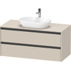 Duravit ketho 2 meuble sous lavabo avec plaque console et 2 tiroirs 120x55x56.8cm avec poignées anthracite taupe super mat SW771923