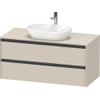 Duravit Ketho.2 Wastafelonderbouwkast - inclusief consoleplaat - met 2 laden - 120x55x56.8cm - met handgrepen antraciet - taupe supermat SW771923