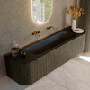 Mondiaz KURVE Ensemble de meubles de salle de bains - 170x46x40cm - 1 tiroir - 2 portes - vasque solid surface - centrale - sans trou de robinet - Shadow SW1414281