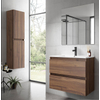 Adema Chaci badmeubelset 60x46x57cm met 2 lades greeploos met spiegel 1 keramische wasbak 1 kraangat noten SW724518 Adema Chaci badmeubelset 60x46x57cm met 2 lades greeploos met spiegel 1 keramische wasbak 1 kraangat noten SW724518