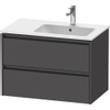 Duravit Ketho.2 Wastafelonderbouwkast - met 2 laden - voor waskom rechts - 81x48x54.9cm - met grepen antraciet - grafiet mat SW772435