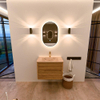 Mondiaz CIRO-DLUX Badkamermeubelset - 70x45x50cm - Solid surface wastafel Arena - 1 wasbak Midden - 1 kraangat - 2 lades - Oak SW1530955
