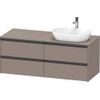 Duravit ketho 2 meuble sous lavabo avec plaque console avec 4 tiroirs pour lavabo à droite 140x55x56.8cm avec poignées anthracite basalte mate SW772657