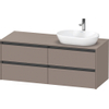 Duravit Ketho.2 Wastafelonderbouwkast - inclusief consoleplaat - met 4 laden - voor waskom rechts - 140x55x56.8cm - met handgrepen antraciet - basalt mat SW772657