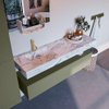 Mondiaz ALAN-DLUX Ensemble de meuble - 150cm - meuble Army mat - 1 tiroir - Lavabo Cloud Glace suspendu - vasque Gauche - 1 trou de robinet SW806069