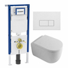 QeramiQ Dely Swirl Toiletset - 36.3x51.7cm - Geberit UP720 Duofix Sigma inbouwreservoir - 35mm zitting - mat witte metalen bedieningsplaat - rechthoekige knoppen - glans wit SW1413882