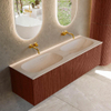MONDIAZ KURVE-DLUX Meuble de salle de bains 150 cm couleur Ruby avec 2 tiroirs et 0 porte. Lavabo STOR SMALL Double sans trou de robinet Meli. SW1432015