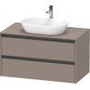 Duravit Ketho 2 meuble sous-lavabo avec plan de console avec 2 tiroirs 100x55x56.8cm avec poignées anthracite basalt mat SW772655