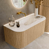 MONDIAZ KURVE-DLUX 100cm Meuble salle de bain avec module 25 G et D - couleur Oak - 1 tiroir - 2 portes - vasque GRUNNE centre - sans trou de robinet - couleur Frappe SW1138557