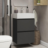 Xellanz mini ensemble de meubles de salle de bain 45x72x35cm 2 tiroirs lavabo céramique blanc 1 trou de robinetterie noir mat SW917262