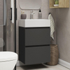 Xellanz Mini meuble bas avec 2 tiroirs 45 cm noir mat et lavabo céramique blanc brillant SW917262
