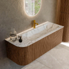 MONDIAZ KURVE-DLUX 125cm Meuble salle de bain avec module 25 G - couleur Walnut - 1 tiroir - 1 porte - vasque BIG MEDIUM droite - 1 trou de robinet - couleur Glace SW1138050