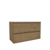 Saniclass Holz Atelier Meuble de salle de bain - 100x45x60cm - lavabo en céramique blanc - 1 vasque - sans trous de robinet - 2 tiroirs - Chêne Natural SW1437729