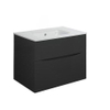 Crosswater Glide II ensemble de meubles de salle de bain - 70x45x52cm - 2 tiroirs sans poignée softclose - noir mat - sans trou de robinetterie - blanc SW892051