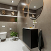 MONDIAZ TURE Kit lave-mains - 60x23x50cm - 1 trou de robinet - 2 portes - urban mat - Lavabo à gauche - Acrylique Blanc SW474897