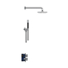 Hotbath Cobber IBS20A Ensemble de douche de tête encastré - bras mural 35cm - douche de tête ronde 20cm - douchette à main barre - chrome SW230001
