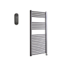 Sanicare HVS Radiateur électrique - 111,8x60cm - 730W - avec télécommande - thermostat - chrome - en bas à droite - gunmetal (anthracite) SW1210794