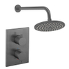 Crosswater MPRO Ensemble de douche de tête encastré - 2 poignées - pomme de douche 20 cm - bras mural - gunmetal SW1472516