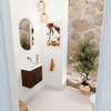 Mondiaz JOYA 51.6cm toiletmeubel - ronding rechts kleur Walnut - Wastafel FAYE positie Links Zonder kraangat kleur Talc. SW1421269