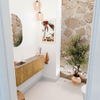 Mondiaz JOYA-DLUX 111.6cm toiletmeubel - ronding rechts kleur Oak - Wastafel FAYE positie Links 1 kraangat kleur Arena. SW1423886