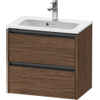 Duravit Ketho.2 Wastafelonderbouwkast - met 2 laden - 61x39x54.9cm - met grepen antraciet - donker noten mat SW772711