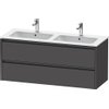 Duravit Ketho.2 Wastafelonderbouwkast - met 2 laden - voor dubbele wastafel - 128x48x55cm - met grepen antraciet - grafiet mat SW772096