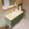 Mondiaz VICA-DLUX Ensemble de meuble de salle de bain - 100cm - meuble sous-vasque armée - 2 tiroirs - lavabo encastré nuage gauche - sans trous de robinet - version haute de 60cm - ostra SW1087001