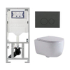 QeramiQ Dely Swirl Ensemble WC - 36.3x51.7cm - réservoir encastré Geberit UP320 - avec cadre Burda - abattant slim - plaque de commande anthracite mat - boutons ronds - blanc mat SW1164772