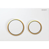 Geberit Omega20 bedieningplaat, 2-toets spoeling frontbediening voor toilet 21.2x14.2cm wit / goud 0700236