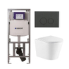 QeramiQ Dely Toiletset - 36.3x51.7cm - diepspoel - rimless - Geberit UP320 inbouwreservoir - met Burda frame - softclose toiletzitting - bedieningsplaat mat antraciet - ronde knoppen - wit mat SW1164768