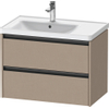 Duravit Ketho.2 Wastafelonderbouwkast - met 2 laden - voor waskom links - 78.4x45.5x54.9cm - met grepen antraciet - linnen mat SW772487