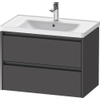 Duravit Ketho.2 Wastafelonderbouwkast - met 2 laden - 78.4x45.5x54.9cm - met grepen antraciet - grafiet mat SW773018