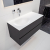 MONDIAZ VICA Ensemble de meuble salle de bain - 100cm - 2 tiroirs - lavabo Moon gauche - 0 trous de robinet - solid surface gris foncé SW409703