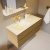 Mondiaz VICA-DLUX ensemble de meuble de salle de bain - 110cm - meuble sous-vasque oro - 2 tiroirs - lavabo encastré cloud gauche - sans trous de robinet - miroir modèle spot - version XL 60cm de haut - ostra SW1098339