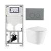 QeramiQ Dely Toiletset - 36.3x51.7cm - diepspoel - rimless - Geberit UP320 inbouwreservoir - met Burda frame - softclose toiletzitting - bedieningsplaat licht grijs - ronde knoppen - glans wit SW1164789