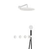 Hotbath Cobber IBS70 Ensemble de douche de tête encastré - bras mural 38,5 cm - douche de tête ronde 30 cm - douchette 3 jets - blanc mat SW678205